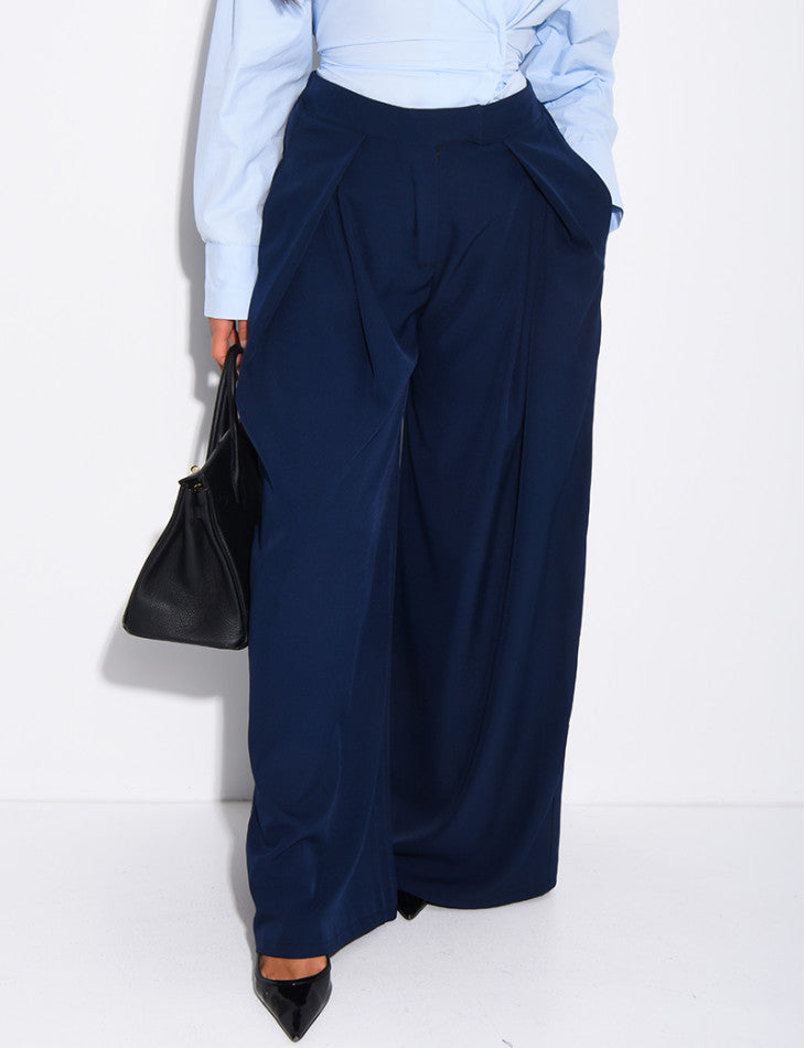 Pantalon de tailleur coupe large effet bouffant
