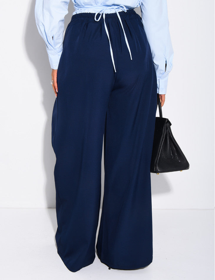 Pantalon de tailleur coupe large effet bouffant