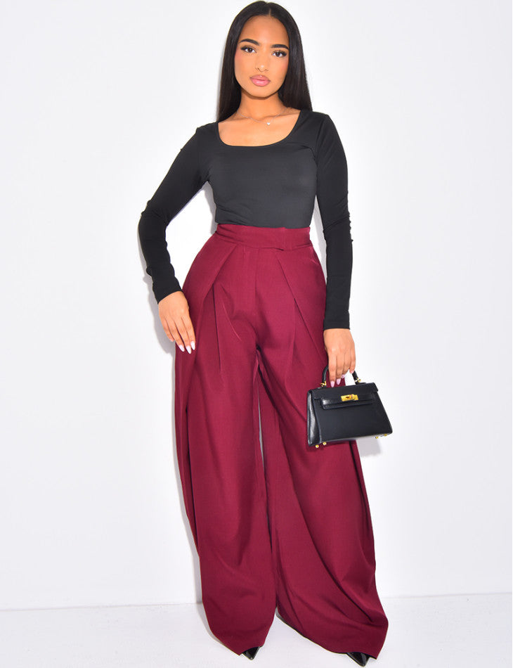 Pantalon de tailleur coupe large effet bouffant