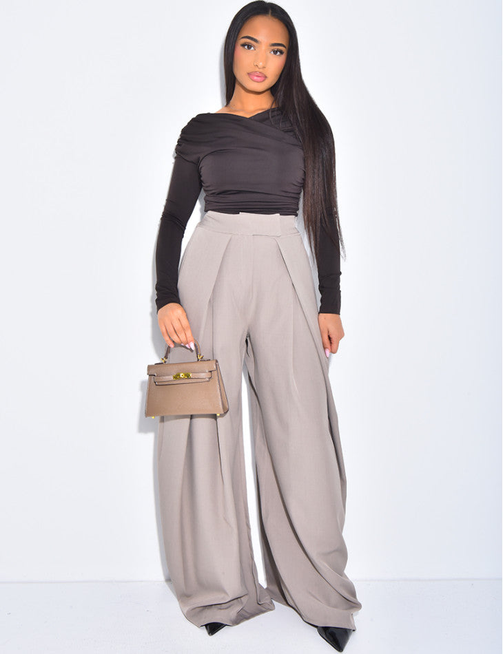 Pantalon de tailleur coupe large effet bouffant
