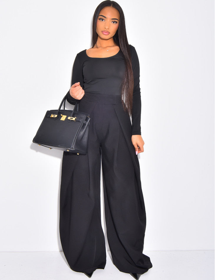 Pantalon de tailleur coupe large effet bouffant