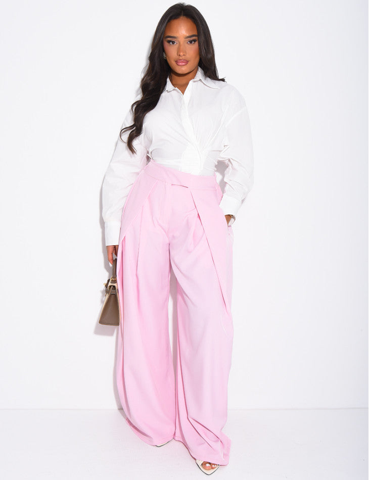 Pantalon de tailleur coupe large effet bouffant