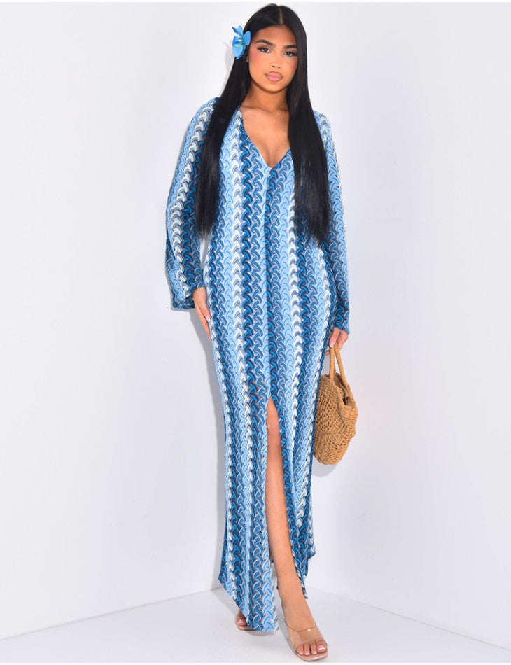 Robe longue en crochet multicolor