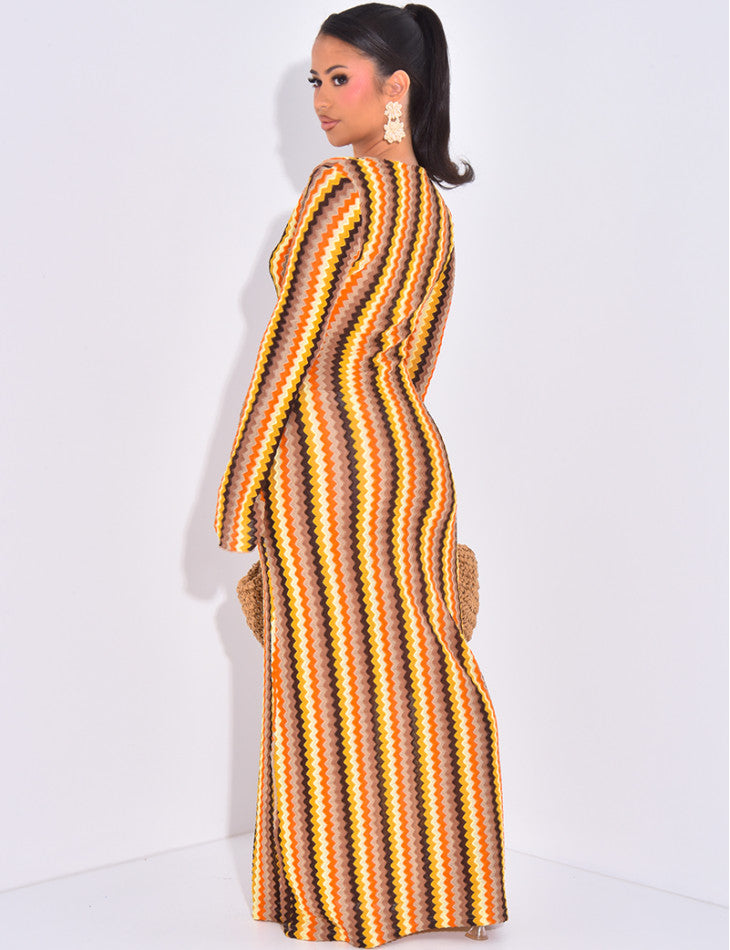 Robe longue en crochet multicolore