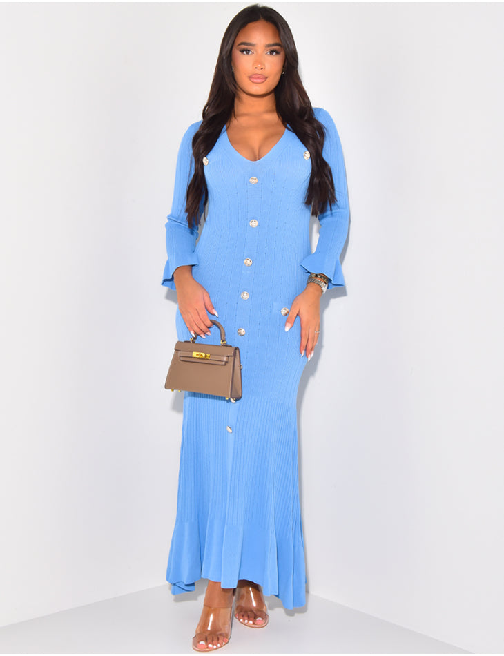 Robe longue à boutons officiers & volants