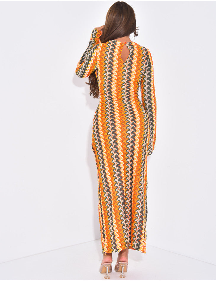 Robe longue en crochet multicolore