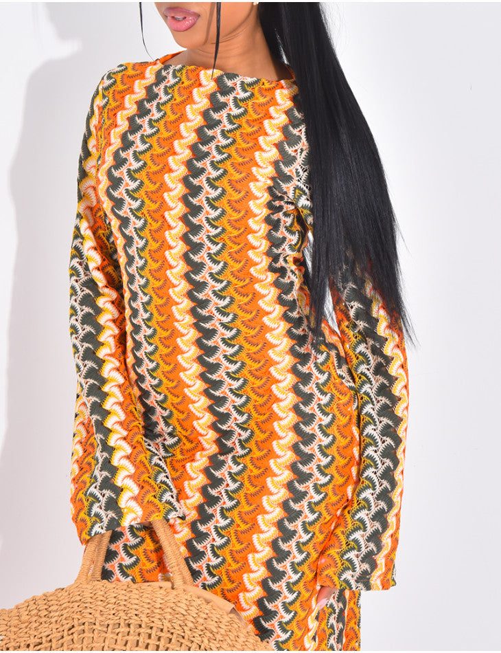 Robe longue en crochet multicolore