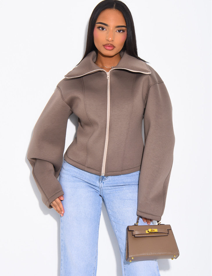 Veste courte en néoprène cintrée