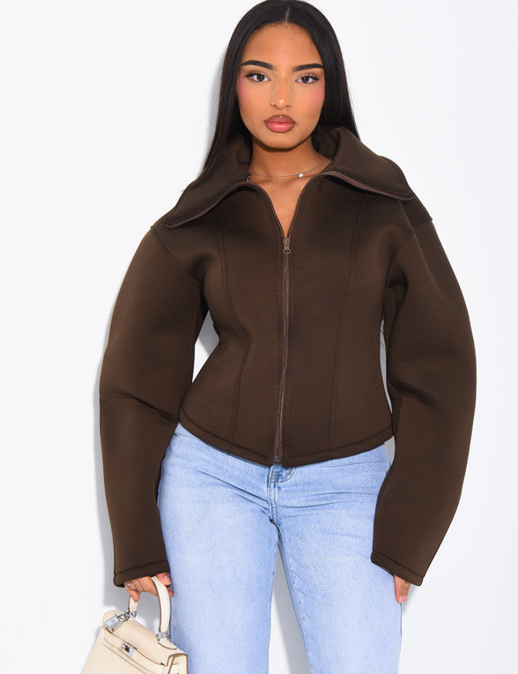 Veste courte en néoprène cintrée