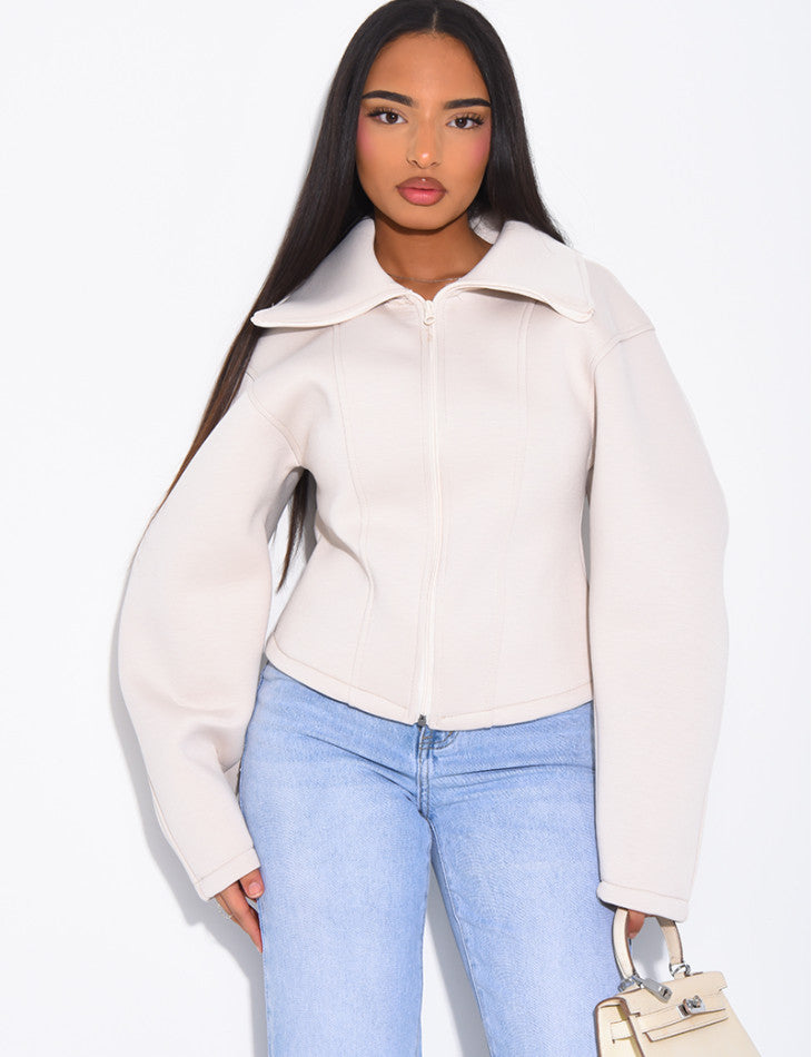 Veste courte en néoprène cintrée